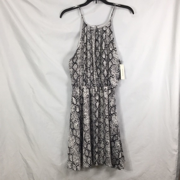 Francesca’s Mi Ami Spaghetti Strap Snake Skin Pattern Mini Dress Size L NWT - Picture 1 of 10